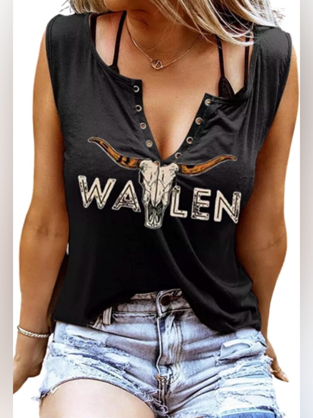 Morgan Wallen Tee XL | Lace-Up Western Bull Skull Concert Top 🤠 LAST ONE